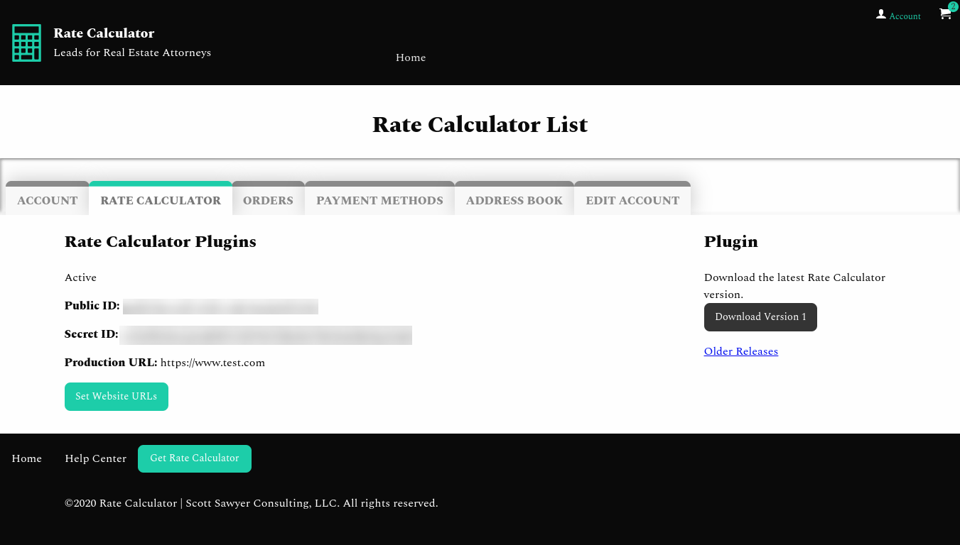 Get Your Rate Calculator keys