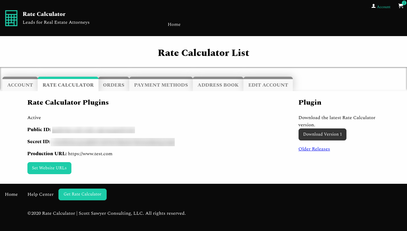 Rate Calculator tab