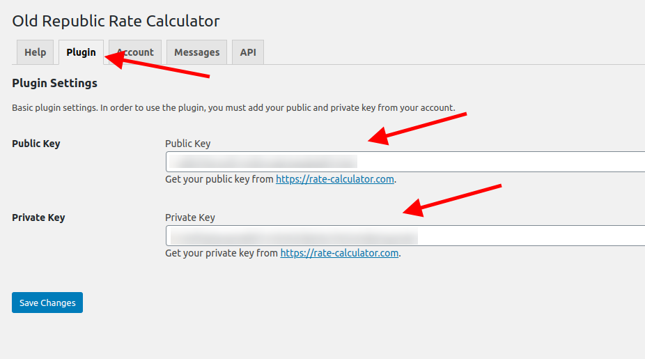 Rate Calculator - WordPress - Keys